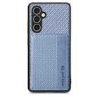 For Samsung Galaxy S23 FE 5G Carbon Fiber Magnetic Card Wallet RFID Blocking Phone Case(Blue) - 1