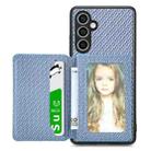 For Samsung Galaxy S23 FE 5G Carbon Fiber Magnetic Card Wallet RFID Blocking Phone Case(Blue) - 2