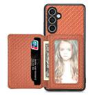 For Samsung Galaxy S23 FE 5G Carbon Fiber Magnetic Card Wallet RFID Blocking Phone Case(Brown) - 2