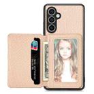 For Samsung Galaxy S23 FE 5G Carbon Fiber Magnetic Card Wallet RFID Blocking Phone Case(Khaki) - 2