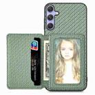 For Samsung Galaxy S25 5G Carbon Fiber Magnetic Card Wallet RFID Blocking Phone Case(Green) - 1