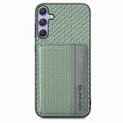 For Samsung Galaxy S25 5G Carbon Fiber Magnetic Card Wallet RFID Blocking Phone Case(Green) - 2