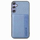 For Samsung Galaxy S25+ 5G Carbon Fiber Magnetic Card Wallet RFID Blocking Phone Case(Blue) - 2