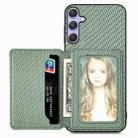 For Samsung Galaxy S25+ 5G Carbon Fiber Magnetic Card Wallet RFID Blocking Phone Case(Green) - 1