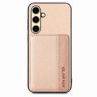 For Samsung Galaxy A36 Carbon Fiber Magnetic Card Wallet RFID Blocking Phone Case(Khaki) - 2