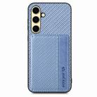For Samsung Galaxy A56 5G Carbon Fiber Magnetic Card Wallet RFID Blocking Phone Case(Blue) - 2