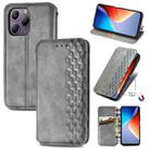 For Blackview A96 Cubic Grid Pressed Magnetic Leather Phone Case(Grey) - 1