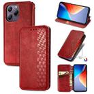 For Blackview A96 Cubic Grid Pressed Magnetic Leather Phone Case(Red) - 1