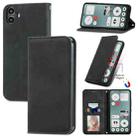 For  Nothing CMF Phone 1 Retro Skin Feel Magnetic Flip Leather Phone Case(Black) - 1