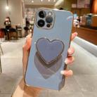 For iPhone 15 Pro Max Electroplating Love Heart Holder TPU Phone Case(Blue) - 1