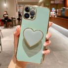 For iPhone 15 Pro Max Electroplating Love Heart Holder TPU Phone Case(Green) - 1