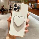 For iPhone 14 Pro Electroplating Love Heart Holder TPU Phone Case(White) - 1