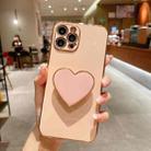 For iPhone 13 mini Electroplating Love Heart Holder TPU Phone Case(Pink) - 1