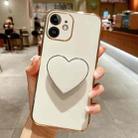 For iPhone 12 Electroplating Love Heart Holder TPU Phone Case(White) - 1