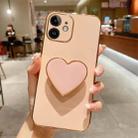 For iPhone 11 Electroplating Love Heart Holder TPU Phone Case(Pink) - 1