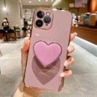 For iPhone 11 Pro Electroplating Love Heart Holder TPU Phone Case(Purple) - 1