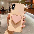 For iPhone XS Max Electroplating Love Heart Holder TPU Phone Case(Pink) - 1