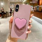 For iPhone XS Max Electroplating Love Heart Holder TPU Phone Case(Purple) - 1