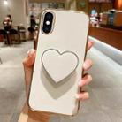 For iPhone XS Max Electroplating Love Heart Holder TPU Phone Case(White) - 1
