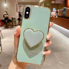 For iPhone XS Max Electroplating Love Heart Holder TPU Phone Case(Green) - 1