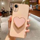 For iPhone XR Electroplating Love Heart Holder TPU Phone Case(Pink) - 1