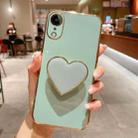 For iPhone XR Electroplating Love Heart Holder TPU Phone Case(Green) - 1