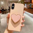 For iPhone X / XS Electroplating Love Heart Holder TPU Phone Case(Pink) - 1