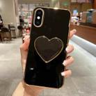 For iPhone X / XS Electroplating Love Heart Holder TPU Phone Case(Black) - 1