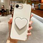 For iPhone SE 2022/2020 / 7 / 8 Electroplating Love Heart Holder TPU Phone Case(White) - 1