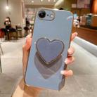 For iPhone SE 2022/2020 / 7 / 8 Electroplating Love Heart Holder TPU Phone Case(Blue) - 1