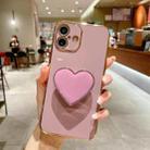 For iPhone 16 Electroplating Love Heart Holder TPU Phone Case(Purple) - 1
