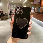 For iPhone 16 Electroplating Love Heart Holder TPU Phone Case(Black) - 1