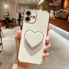 For iPhone 16 Electroplating Love Heart Holder TPU Phone Case(White) - 1