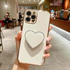 For iPhone 16 Pro Electroplating Love Heart Holder TPU Phone Case(White) - 1