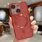 For iPhone 14 Plus MagSafe Glitter Electroplating TPU Phone Case(Red) - 1