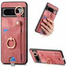 For Google Pixel 8 Pro Retro Skin-feel Ring Card Bag Phone Case with Hang Loop(Pink) - 1