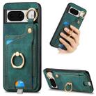 For Google Pixel 8 Retro Skin-feel Ring Card Bag Phone Case with Hang Loop(Green) - 1