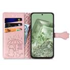 For Google Pixel 8a Cat and Dog Embossed Leather Phone Case(Rose Gold) - 3