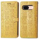 For Google Pixel 7 Pro Cat and Dog Embossed Leather Phone Case(Yellow) - 2