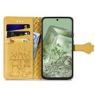 For Google Pixel 7 Pro Cat and Dog Embossed Leather Phone Case(Yellow) - 3