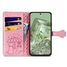 For Google Pixel 6a Cat and Dog Embossed Leather Phone Case(Pink) - 3