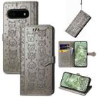For Google Pixel 6a Cat and Dog Embossed Leather Phone Case(Gray) - 1