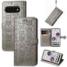 For Google Pixel 6 Pro Cat and Dog Embossed Leather Phone Case(Gray) - 1