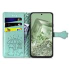 For Google Pixel 5 Cat and Dog Embossed Leather Phone Case(Green) - 3