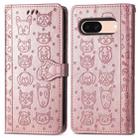 For Google Pixel 5 XL Cat and Dog Embossed Leather Phone Case(Rose Gold) - 2