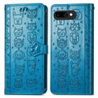 For Google Pixel 9a Cat and Dog Embossed Leather Phone Case(Blue) - 2