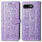 For Google Pixel 9a Cat and Dog Embossed Leather Phone Case(Purple) - 2
