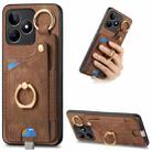 For Realme C53 Retro Skin-feel Ring Card Bag Phone Case with Hang Loop(Brown) - 1