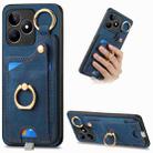 For Realme C53 Retro Skin-feel Ring Card Bag Phone Case with Hang Loop(Blue) - 1