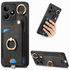 For Realme C53 Retro Skin-feel Ring Card Bag Phone Case with Hang Loop(Black) - 1